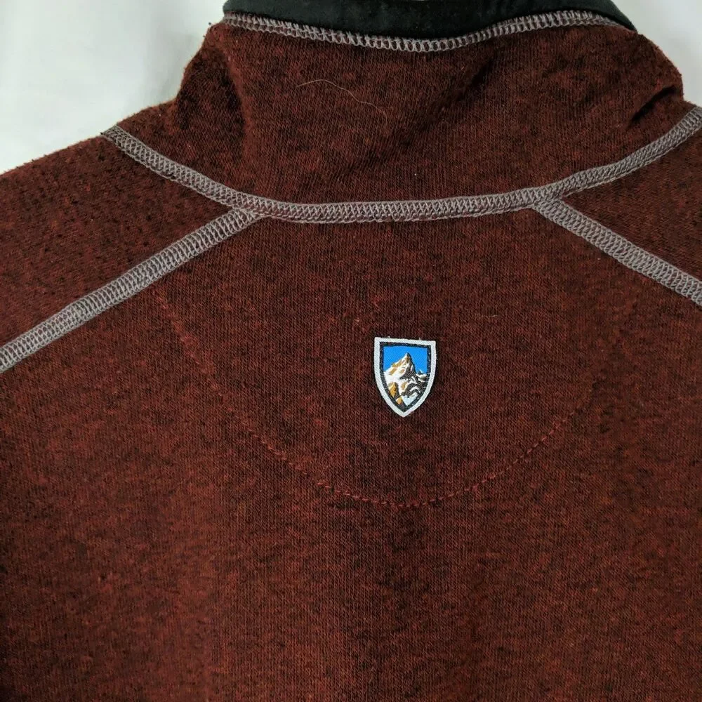 Kuhl Kashmira Quarter Zip Pullover Sweater Men Size XXL Burgundy Gray Shirt